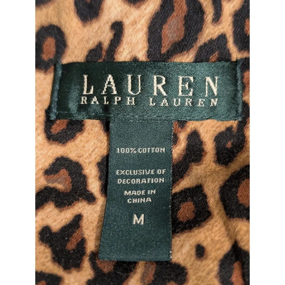 Lauren Ralph Lauren Womens Medium Leopard Print Monogram Pajama‎ Set